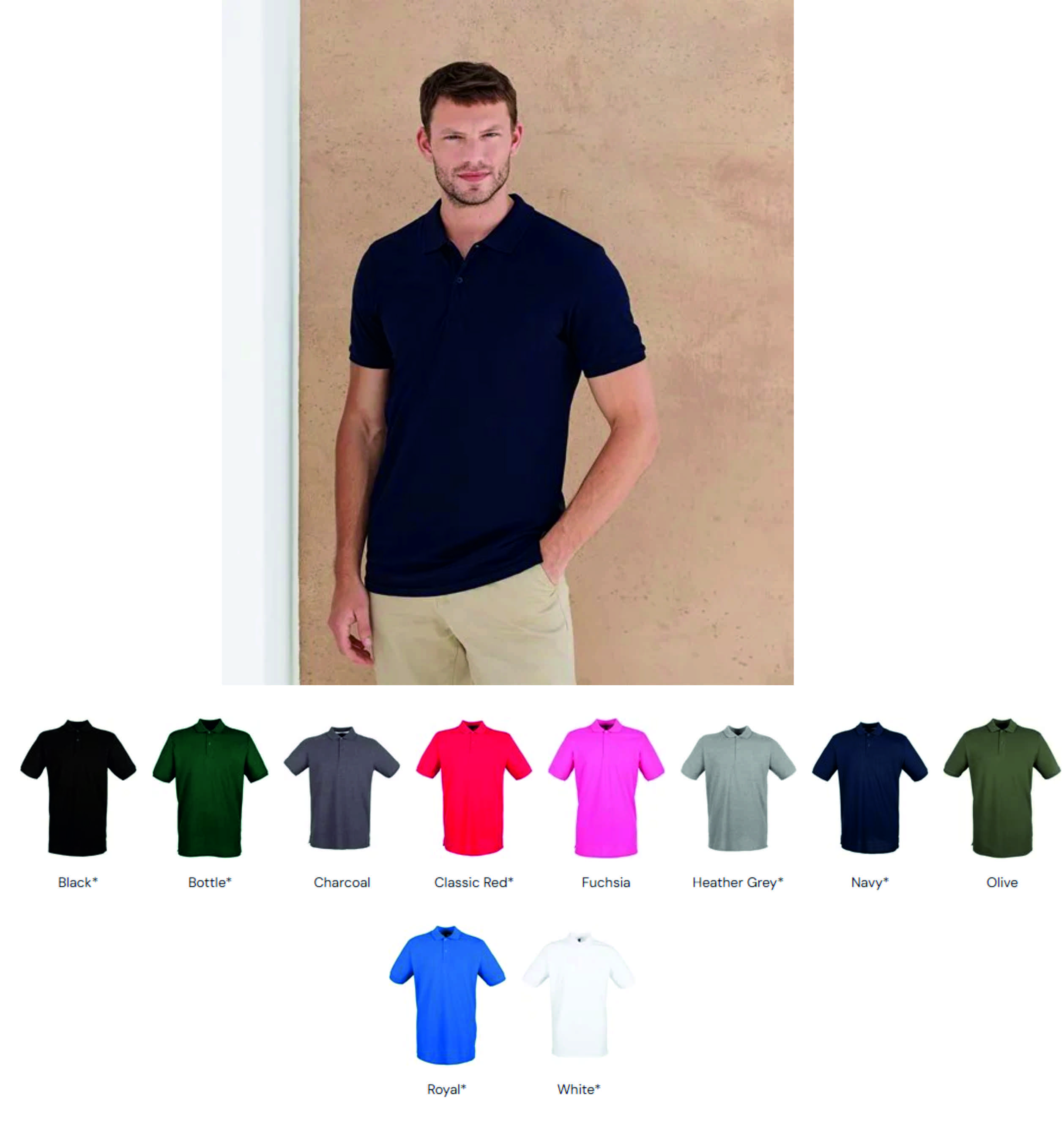 Henbury H101 Modern fit Cotton Pique Polo Shirt  Henbury H101 Modern fit Cotton Pique Polo Shirt
